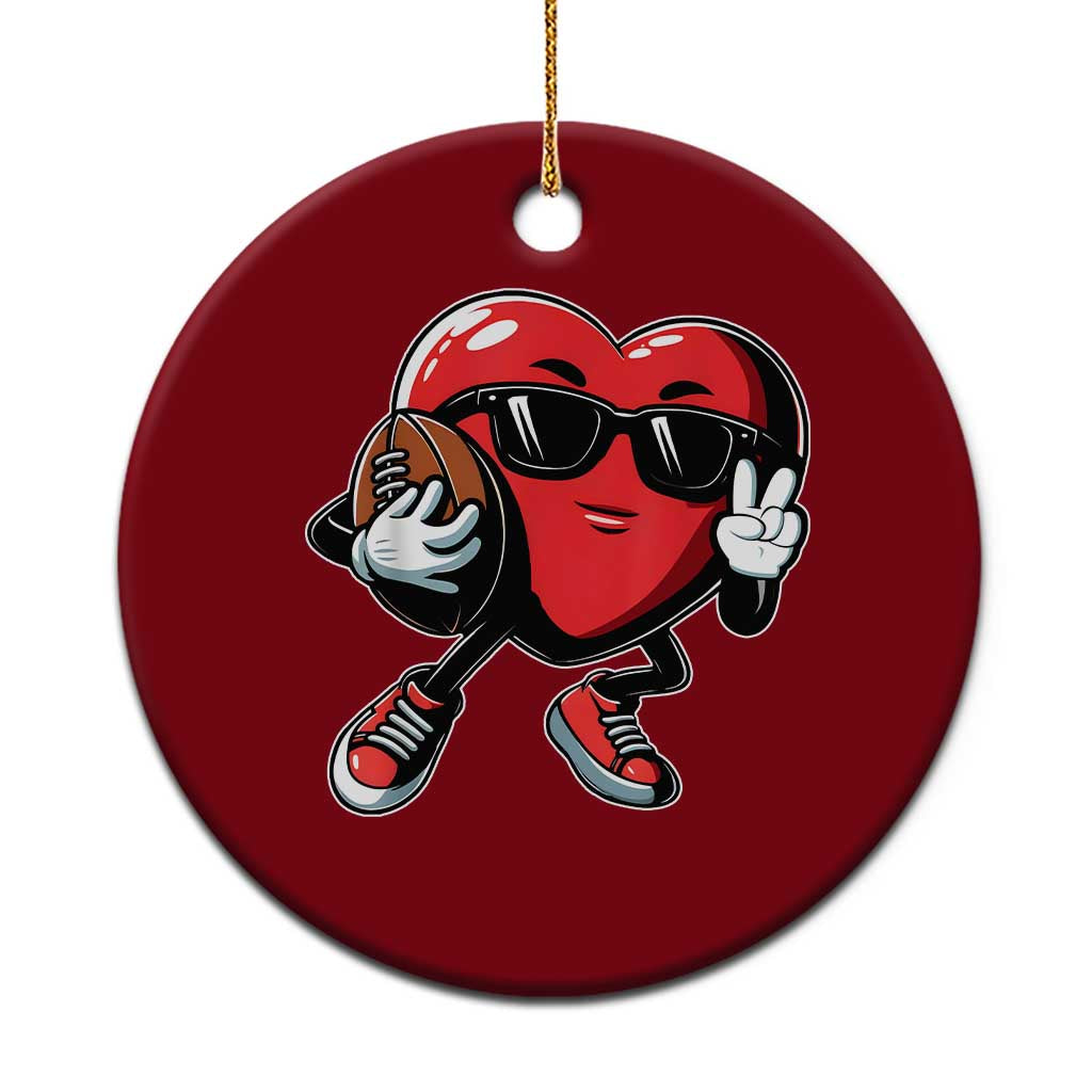 Valentines Day Heart Playing Football Ceramic Ornament Cute Gift for Sports Lovers TS02 1pc Red Print Your Wear