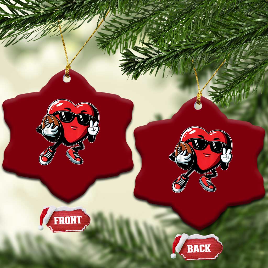 Valentines Day Heart Playing Football Ceramic Ornament Cute Gift for Sports Lovers TS02 Print Your Wear