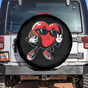 Valentines Day Heart Playing Football Spare Tire Cover Cute Gift for Sports Lovers TS02 No hole Black Print Your Wear