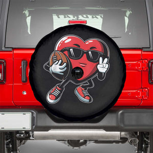 Valentines Day Heart Playing Football Spare Tire Cover Cute Gift for Sports Lovers TS02 Black Print Your Wear