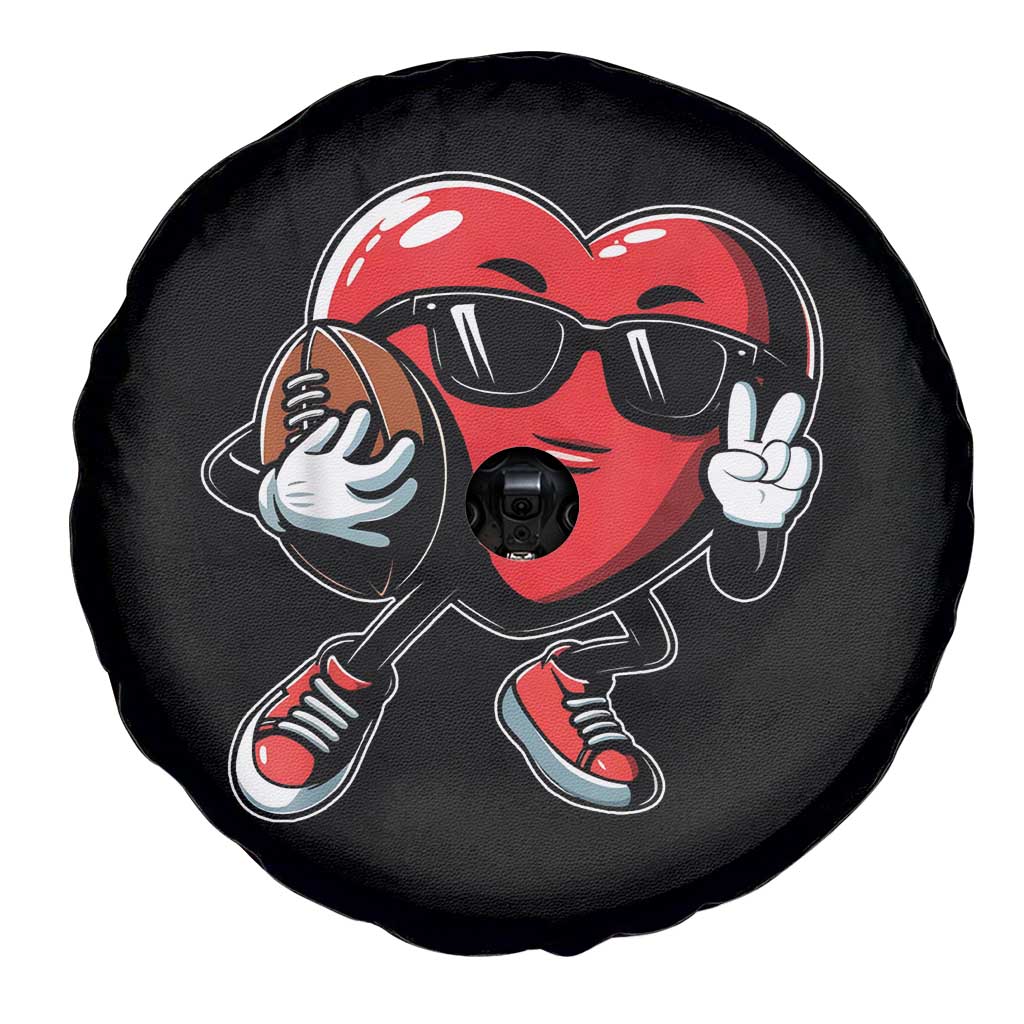 Valentines Day Heart Playing Football Spare Tire Cover Cute Gift for Sports Lovers TS02 Print Your Wear