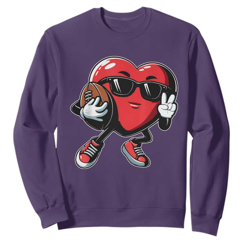 Valentines Day Heart Playing Football Sweatshirt Cute Gift for Sports Lovers TS02 Purple Print Your Wear