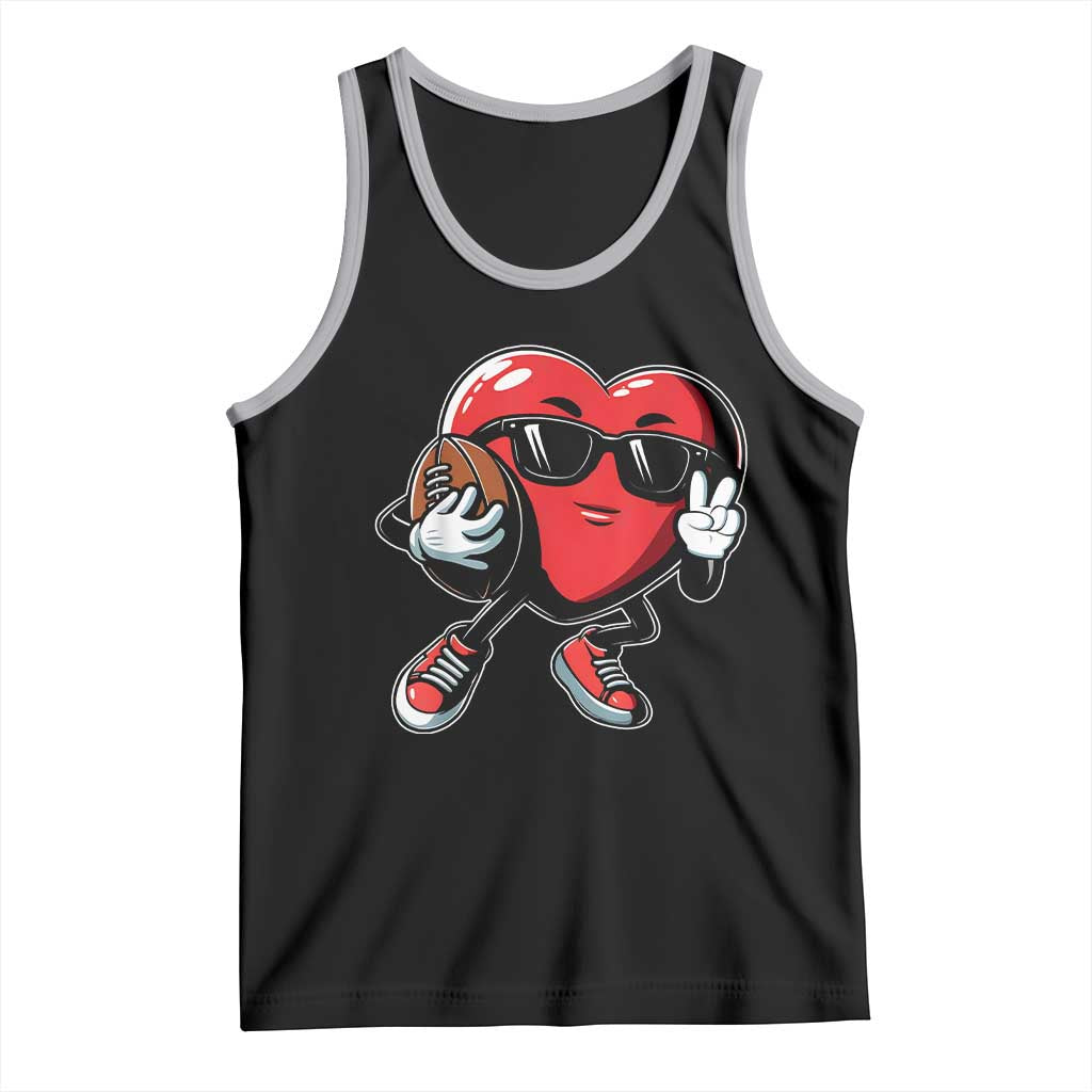 Valentines Day Heart Playing Football Tank Top Cute Gift for Sports Lovers TS02 Black Athletic Heather Print Your Wear