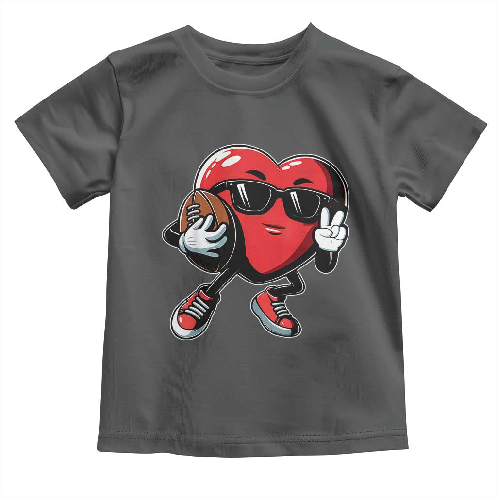 Valentines Day Heart Playing Football Toddler T Shirt Cute Gift for Sports Lovers TS02 Dark Heather Print Your Wear