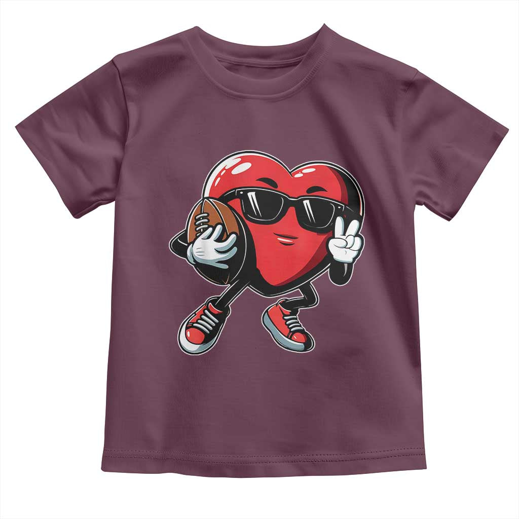 Valentines Day Heart Playing Football Toddler T Shirt Cute Gift for Sports Lovers TS02 Maroon Print Your Wear