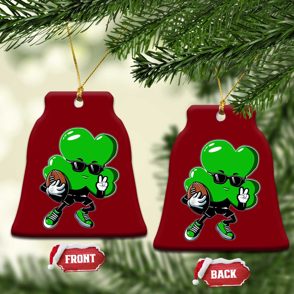 St Patricks Day Shamrock Playing Football Ceramic Ornament Cute Gift for Sports Lovers TS02 Print Your Wear