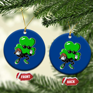 St Patricks Day Shamrock Playing Football Ceramic Ornament Cute Gift for Sports Lovers TS02 1pc Blue Print Your Wear