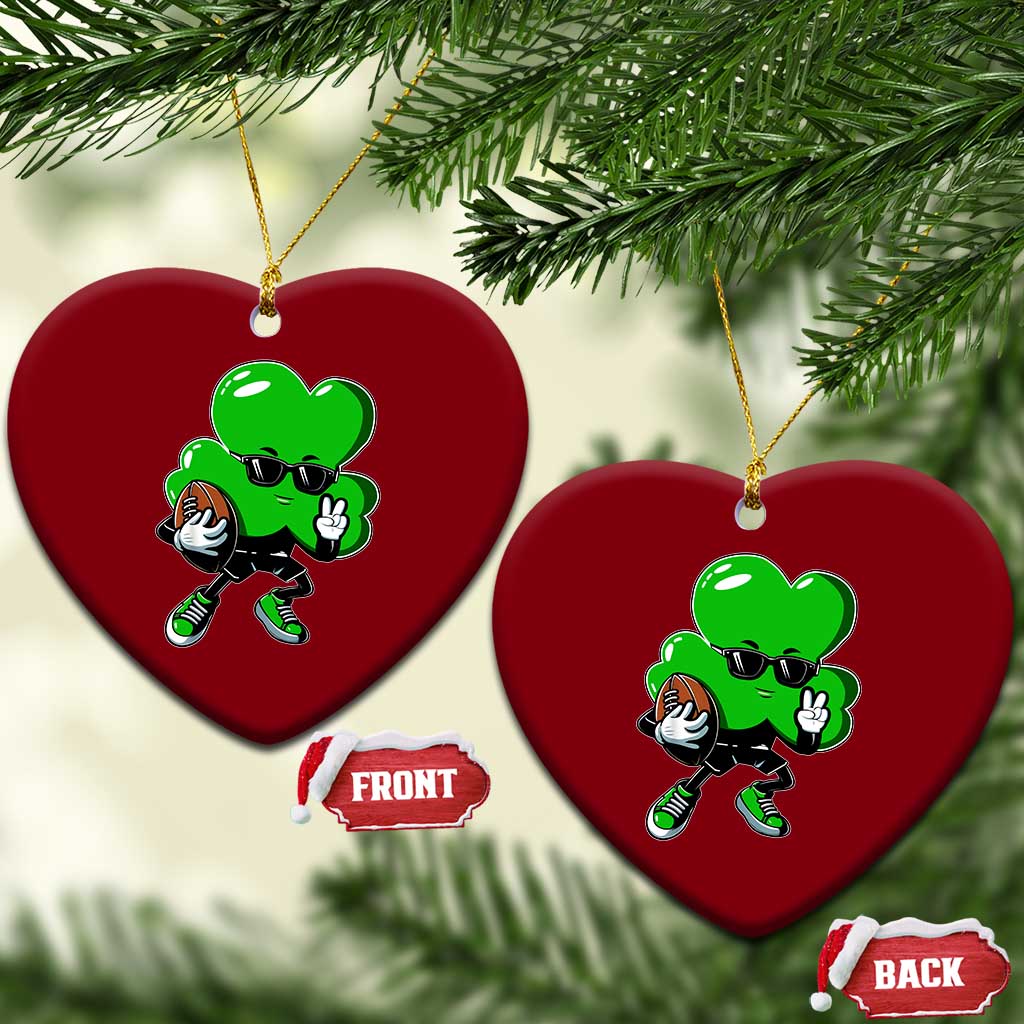 St Patricks Day Shamrock Playing Football Ceramic Ornament Cute Gift for Sports Lovers TS02 Print Your Wear