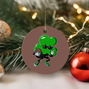 St Patricks Day Shamrock Playing Football Ceramic Ornament Cute Gift for Sports Lovers TS02 1pc Mocha Print Your Wear