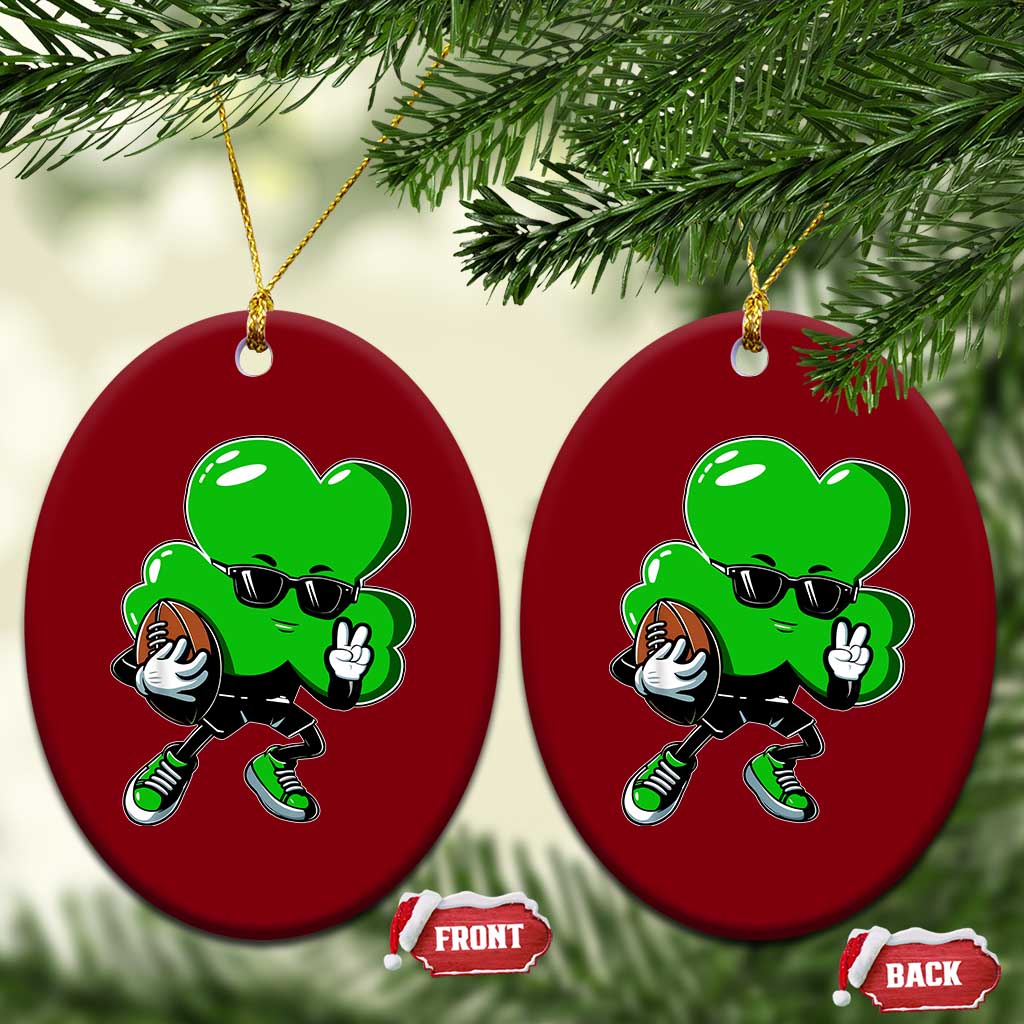 St Patricks Day Shamrock Playing Football Ceramic Ornament Cute Gift for Sports Lovers TS02 Print Your Wear