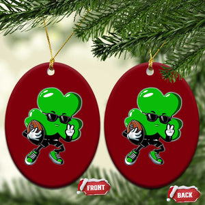 St Patricks Day Shamrock Playing Football Ceramic Ornament Cute Gift for Sports Lovers TS02 Print Your Wear