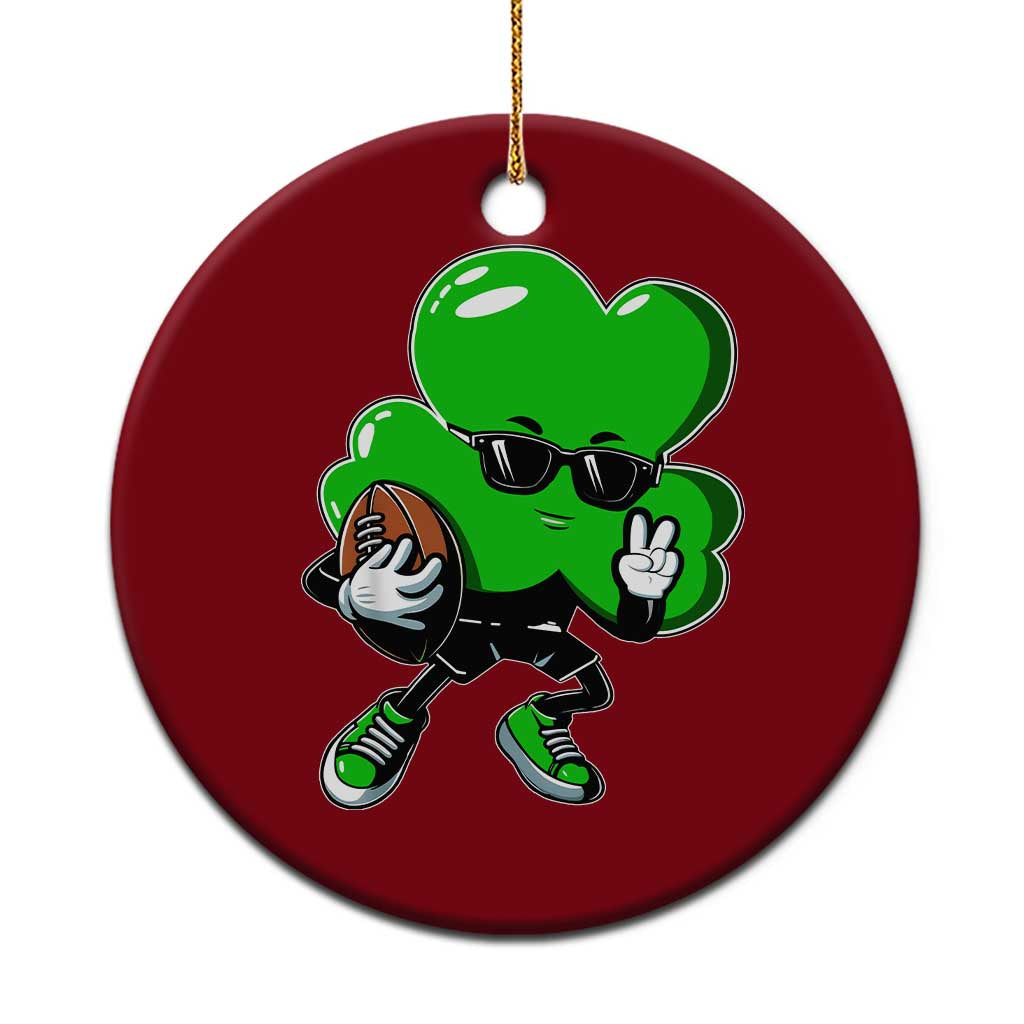St Patricks Day Shamrock Playing Football Ceramic Ornament Cute Gift for Sports Lovers TS02 1pc Red Print Your Wear
