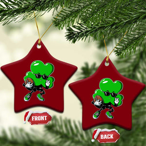 St Patricks Day Shamrock Playing Football Ceramic Ornament Cute Gift for Sports Lovers TS02 Print Your Wear