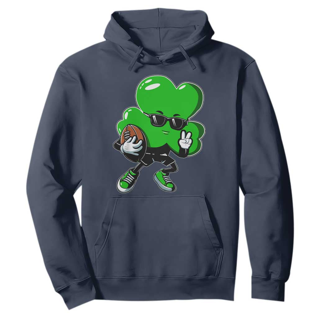 St Patricks Day Shamrock Playing Football Hoodie Cute Gift for Sports Lovers TS02 Navy Print Your Wear