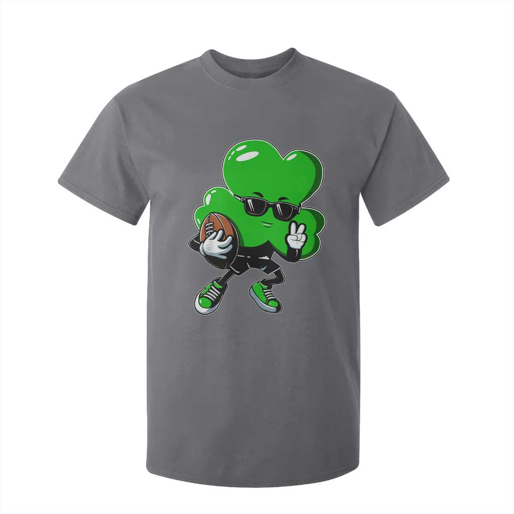 St Patricks Day Shamrock Playing Football T Shirt For Kid Cute Gift for Sports Lovers TS02 Charcoal Print Your Wear