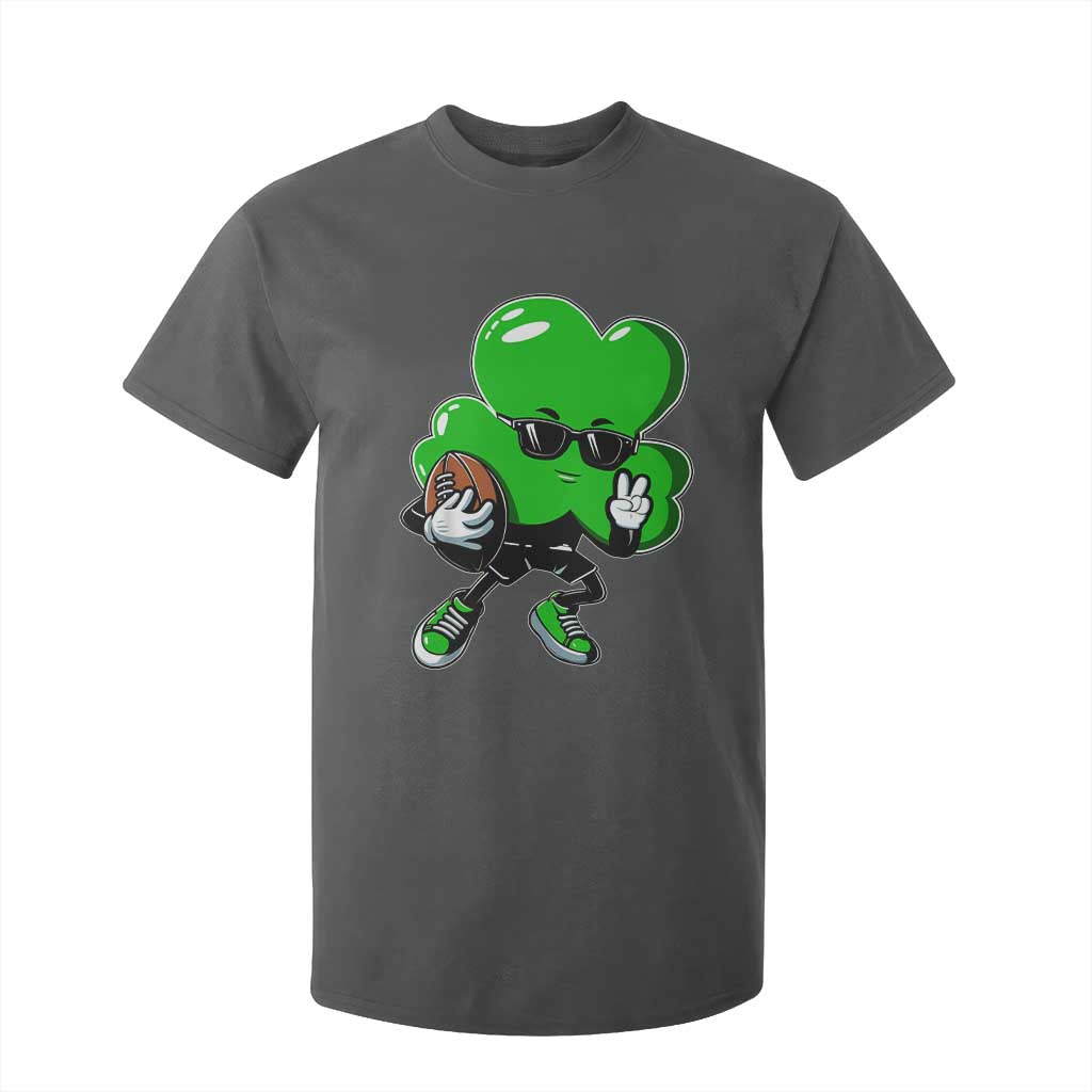 St Patricks Day Shamrock Playing Football T Shirt For Kid Cute Gift for Sports Lovers TS02 Dark Heather Print Your Wear
