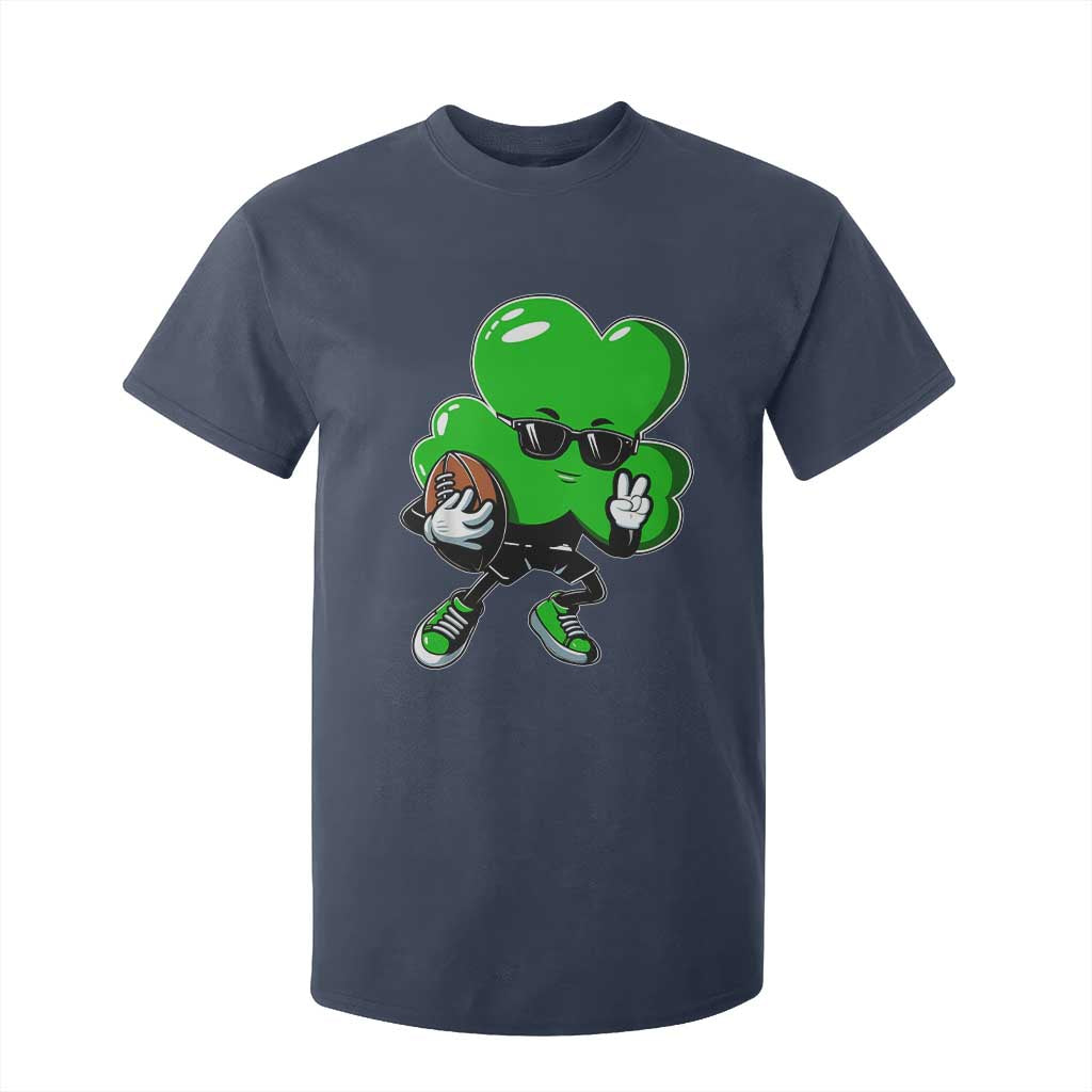St Patricks Day Shamrock Playing Football T Shirt For Kid Cute Gift for Sports Lovers TS02 Navy Print Your Wear