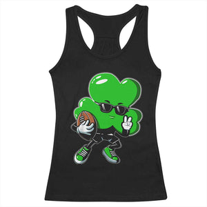 St Patricks Day Shamrock Playing Football Racerback Tank Top Cute Gift for Sports Lovers TS02 Black Print Your Wear