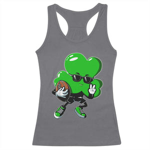 St Patricks Day Shamrock Playing Football Racerback Tank Top Cute Gift for Sports Lovers TS02 Charcoal Print Your Wear