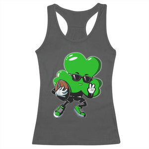 St Patricks Day Shamrock Playing Football Racerback Tank Top Cute Gift for Sports Lovers TS02 Dark Heather Print Your Wear