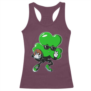 St Patricks Day Shamrock Playing Football Racerback Tank Top Cute Gift for Sports Lovers TS02 Maroon Print Your Wear