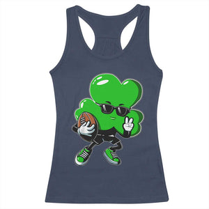St Patricks Day Shamrock Playing Football Racerback Tank Top Cute Gift for Sports Lovers TS02 Navy Print Your Wear