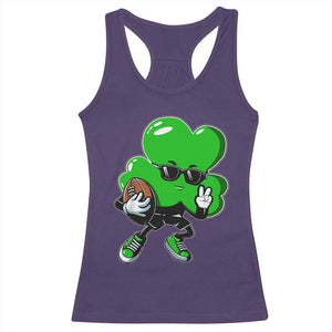 St Patricks Day Shamrock Playing Football Racerback Tank Top Cute Gift for Sports Lovers TS02 Purple Print Your Wear