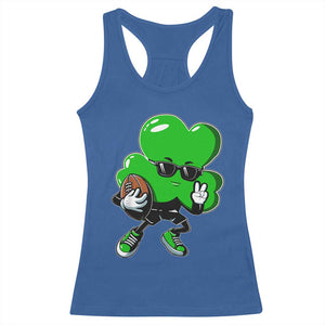 St Patricks Day Shamrock Playing Football Racerback Tank Top Cute Gift for Sports Lovers TS02 Royal Blue Print Your Wear