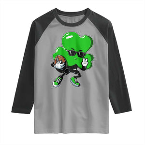 St Patricks Day Shamrock Playing Football Raglan Shirt Cute Gift for Sports Lovers TS02 Sport Gray Black Print Your Wear