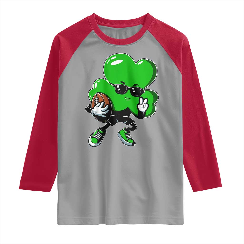 St Patricks Day Shamrock Playing Football Raglan Shirt Cute Gift for Sports Lovers TS02 Sport Gray Red Print Your Wear