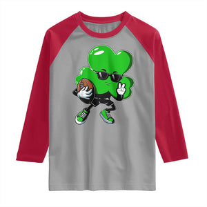St Patricks Day Shamrock Playing Football Raglan Shirt Cute Gift for Sports Lovers TS02 Sport Gray Red Print Your Wear