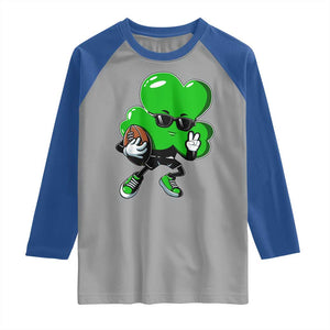St Patricks Day Shamrock Playing Football Raglan Shirt Cute Gift for Sports Lovers TS02 Sport Gray Royal Print Your Wear