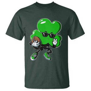 St Patricks Day Shamrock Playing Football T Shirt Cute Gift for Sports Lovers TS02 Dark Forest Green Print Your Wear