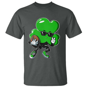 St Patricks Day Shamrock Playing Football T Shirt Cute Gift for Sports Lovers TS02 Dark Heather Print Your Wear