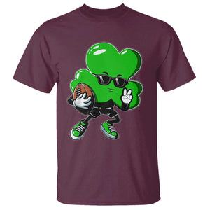 St Patricks Day Shamrock Playing Football T Shirt Cute Gift for Sports Lovers TS02 Maroon Print Your Wear