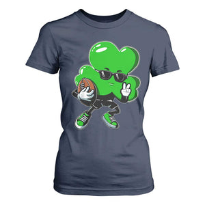 St Patricks Day Shamrock Playing Football T Shirt For Women Cute Gift for Sports Lovers TS02 Navy Print Your Wear
