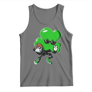 St Patricks Day Shamrock Playing Football Tank Top Cute Gift for Sports Lovers TS02 Black Heather Print Your Wear