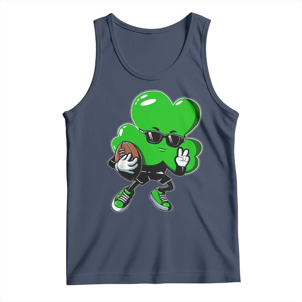 St Patricks Day Shamrock Playing Football Tank Top Cute Gift for Sports Lovers TS02 Navy Print Your Wear