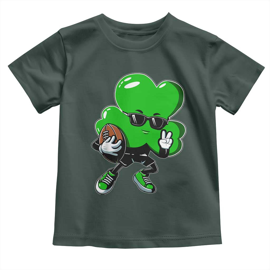 St Patricks Day Shamrock Playing Football Toddler T Shirt Cute Gift for Sports Lovers TS02 Dark Forest Green Print Your Wear