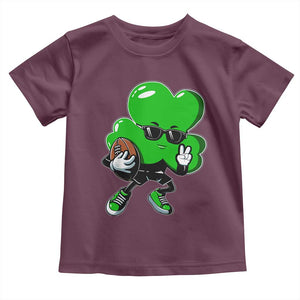 St Patricks Day Shamrock Playing Football Toddler T Shirt Cute Gift for Sports Lovers TS02 Maroon Print Your Wear