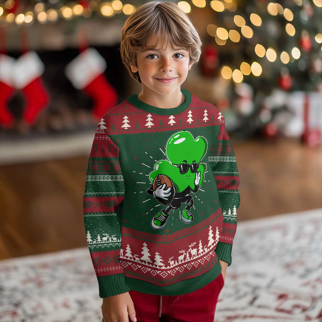 St Patricks Day Shamrock Playing Football Knit Sweatshirt Cute Gift for Sports Lovers TS02 Christmas Print Your Wear