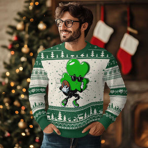 St Patricks Day Shamrock Playing Football Knit Sweatshirt Cute Gift for Sports Lovers TS02 Green Print Your Wear
