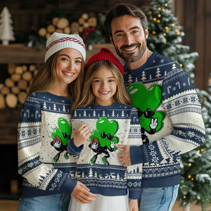 St Patricks Day Shamrock Playing Football Knit Sweatshirt Cute Gift for Sports Lovers TS02 Navy Print Your Wear