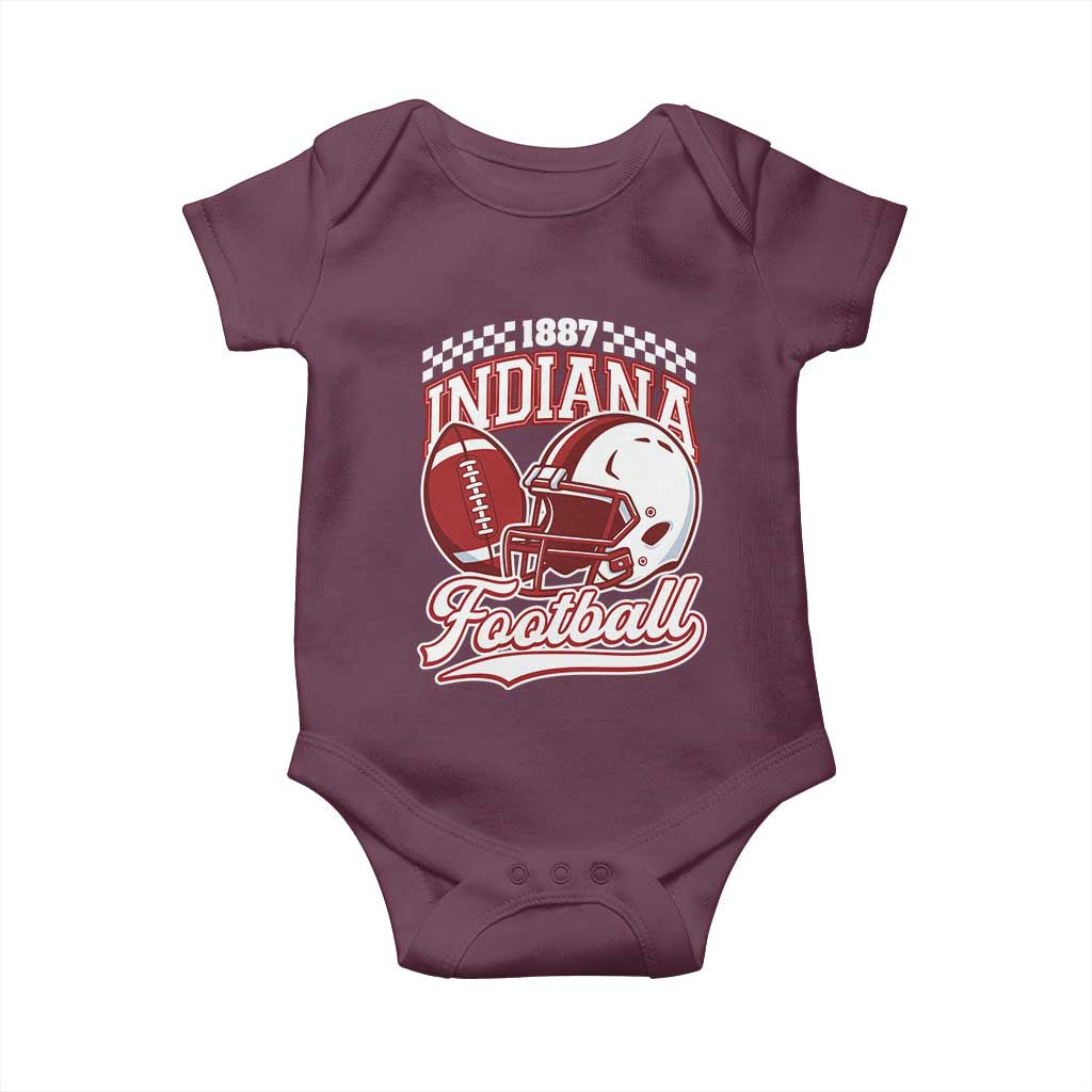 Indiana Pride Football Lover Baby Onesie Retro IN for Sport Fans TS02 Maroon Print Your Wear