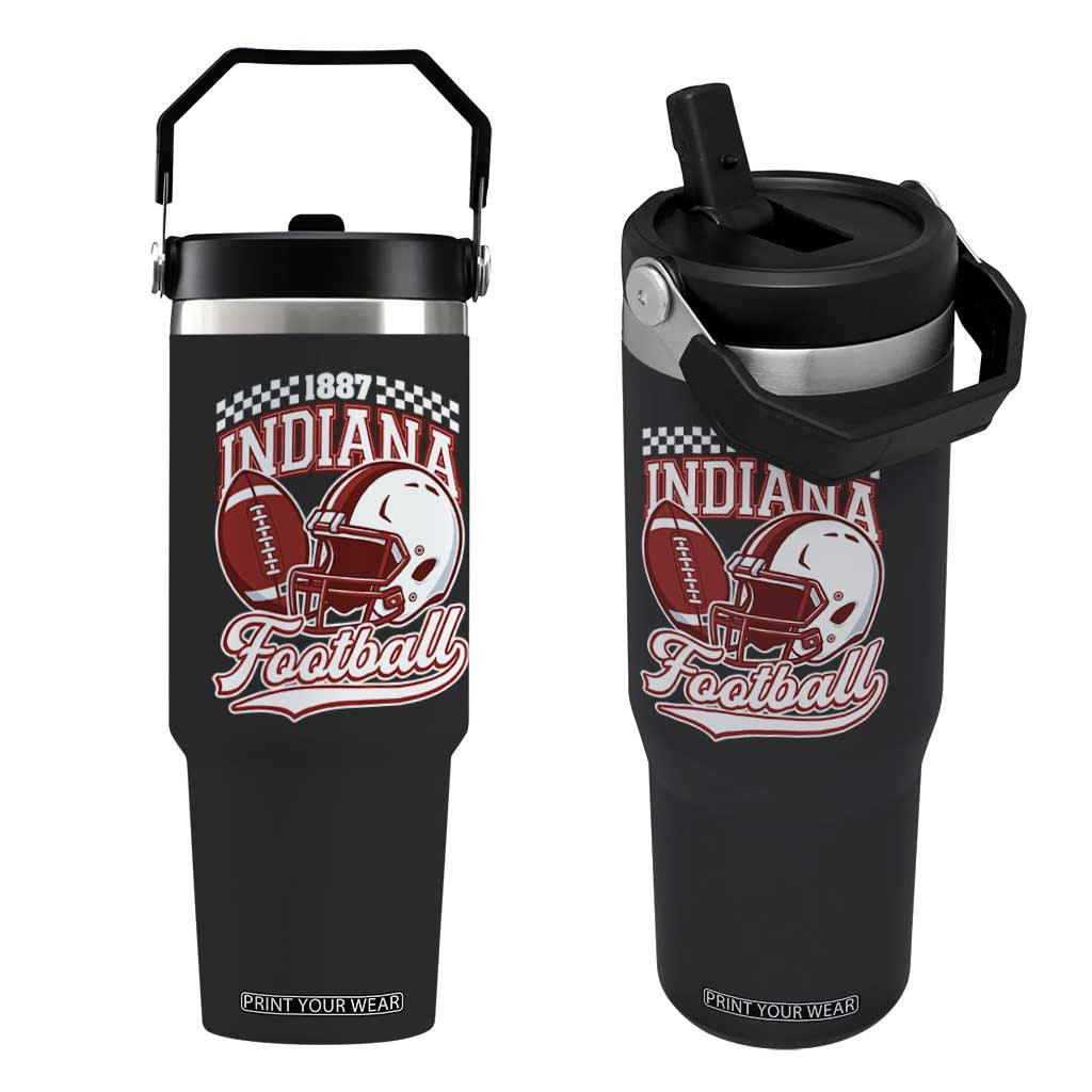 Indiana Pride Football Lover Flip Straw Tumbler Retro IN for Sport Fans TS02 One Size: 30 oz Black Print Your Wear