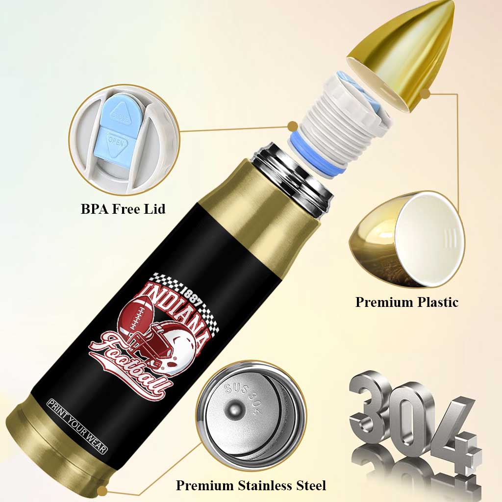 Indiana Pride Football Lover Bullet Tumbler Retro IN for Sport Fans TS02 Print Your Wear