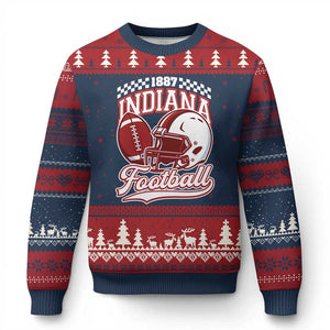 Indiana Pride Football Lover Ugly Christmas Sweater Retro IN for Sport Fans TS02 Navy Red Print Your Wear