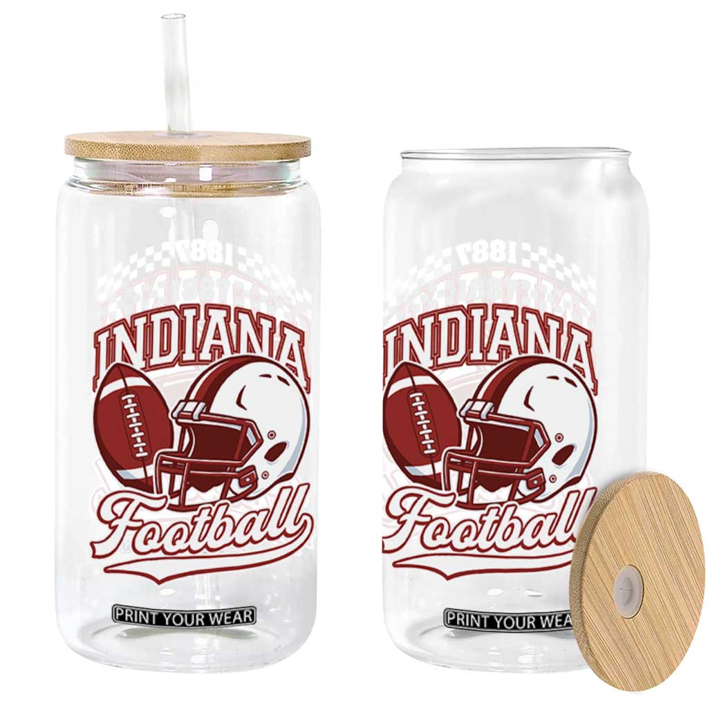 Indiana Pride Football Lover Glass Can Retro IN for Sport Fans TS02 Print Your Wear