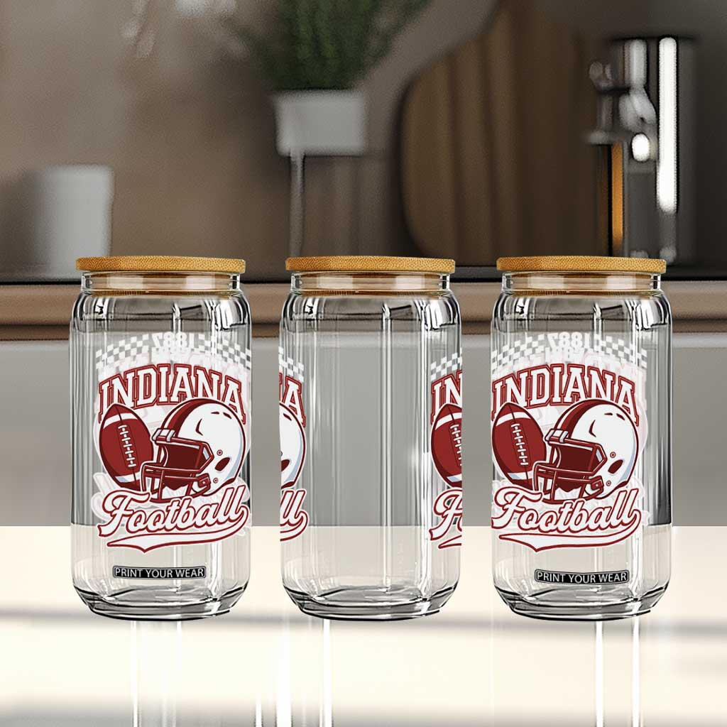 Indiana Pride Football Lover Glass Can Retro IN for Sport Fans TS02 Print Your Wear