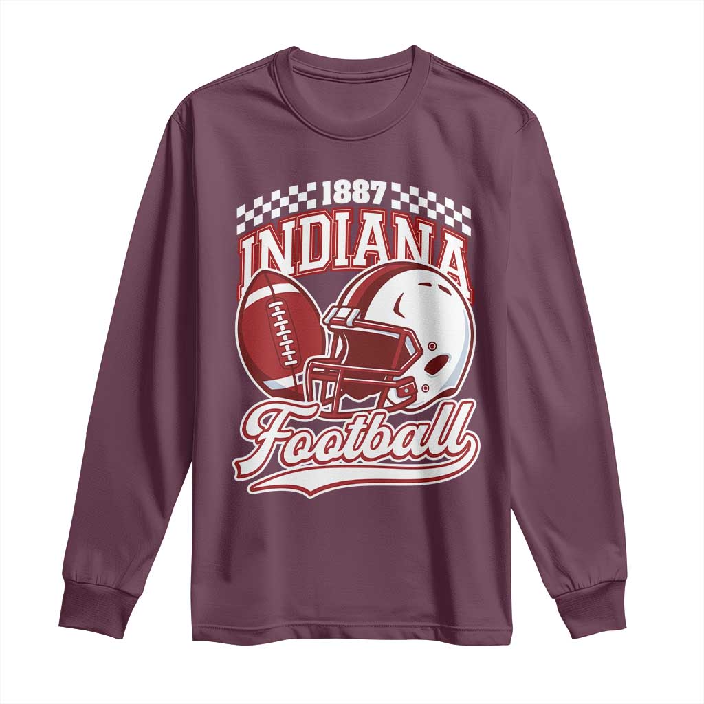 Indiana Pride Football Lover Long Sleeve Shirt Retro IN for Sport Fans TS02 Maroon Print Your Wear